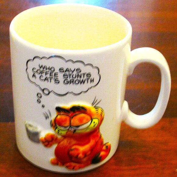 Vtg 3D Garfield coffee mug "who says coffee stunts a cat's growth"? by Jim Davis - Picture 6 of 9